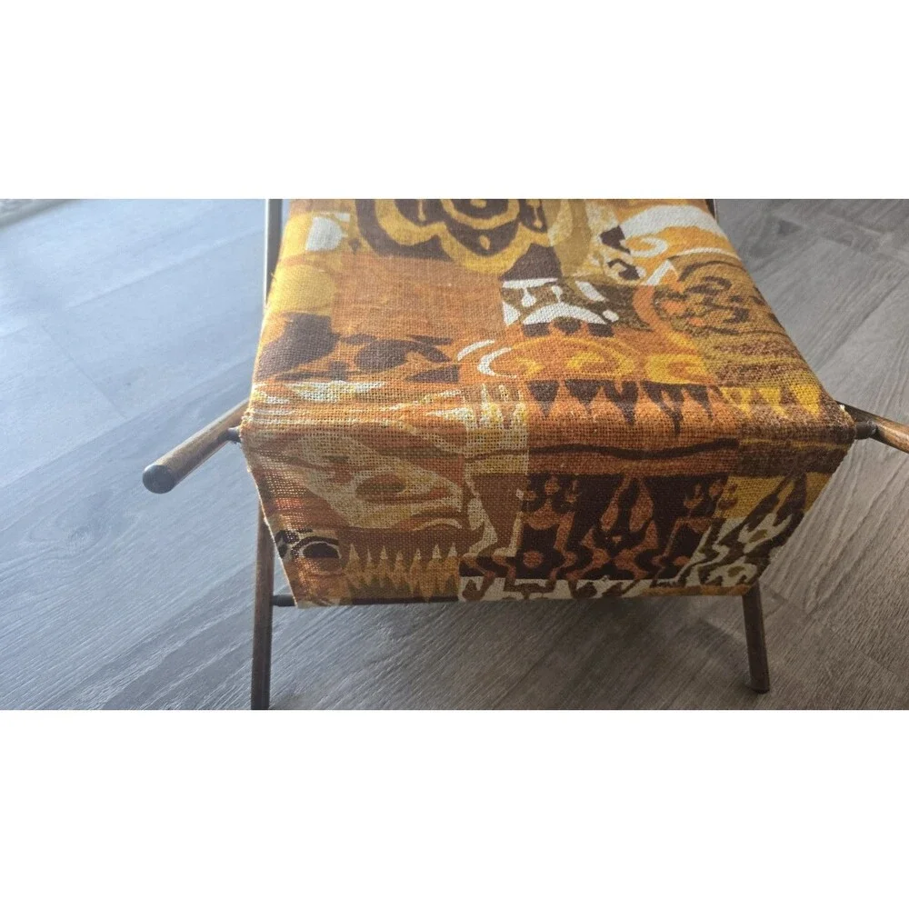 Vintage 60s Folding Knitting Sewing Basket Abstract 1960s MCM Mod Magazine